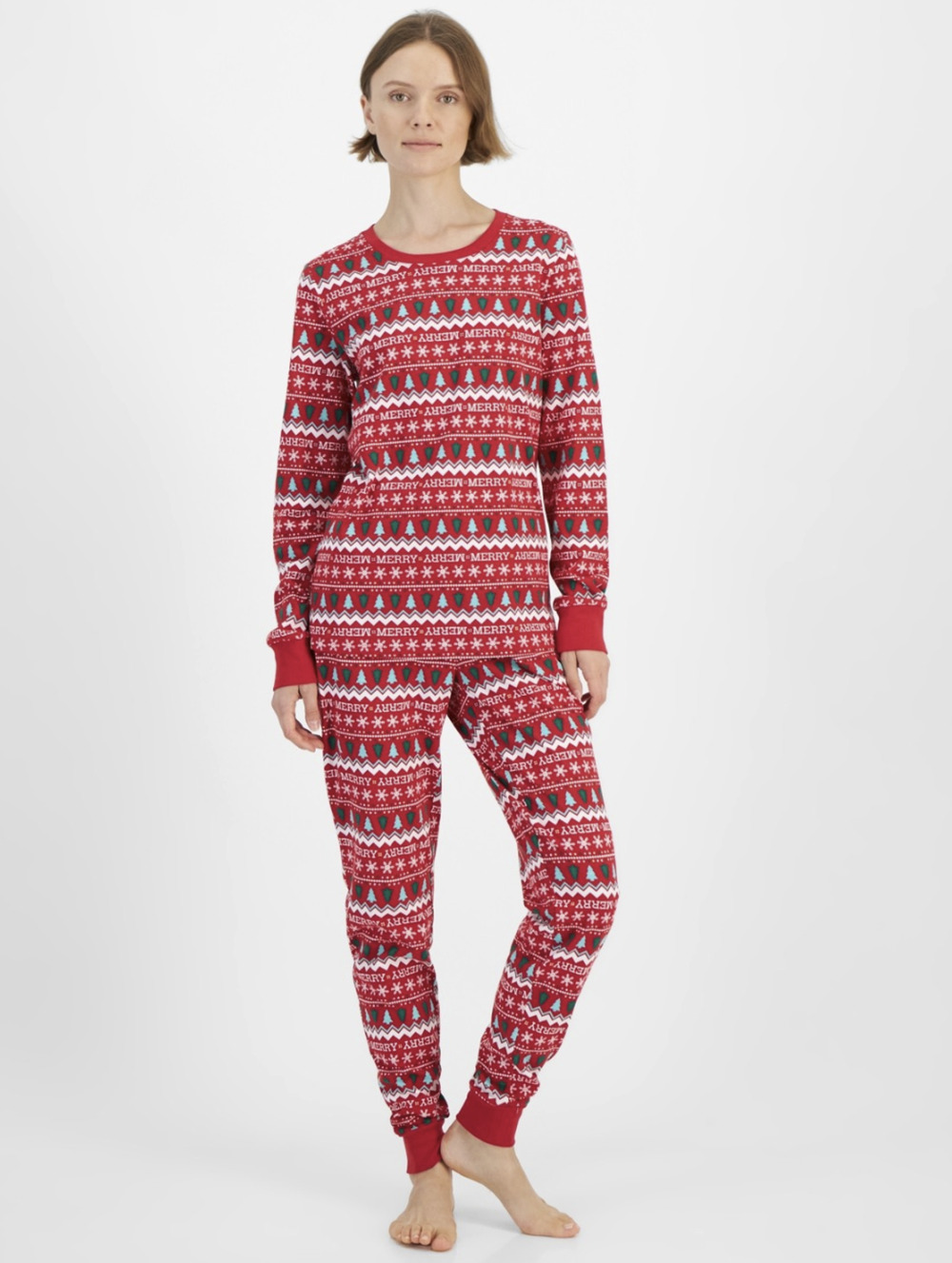 Holiday Lane Women Merry Mix It Cotton Pajama Set Merry Fair Size L